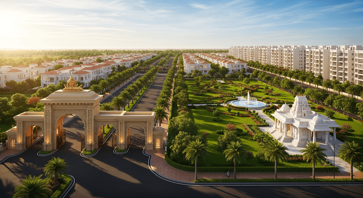 Aerial view of Lakshmi Narasimha Gardens gated community