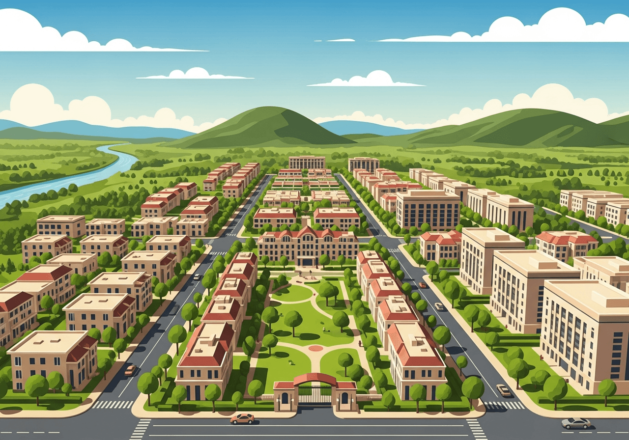 Aerial view of the township